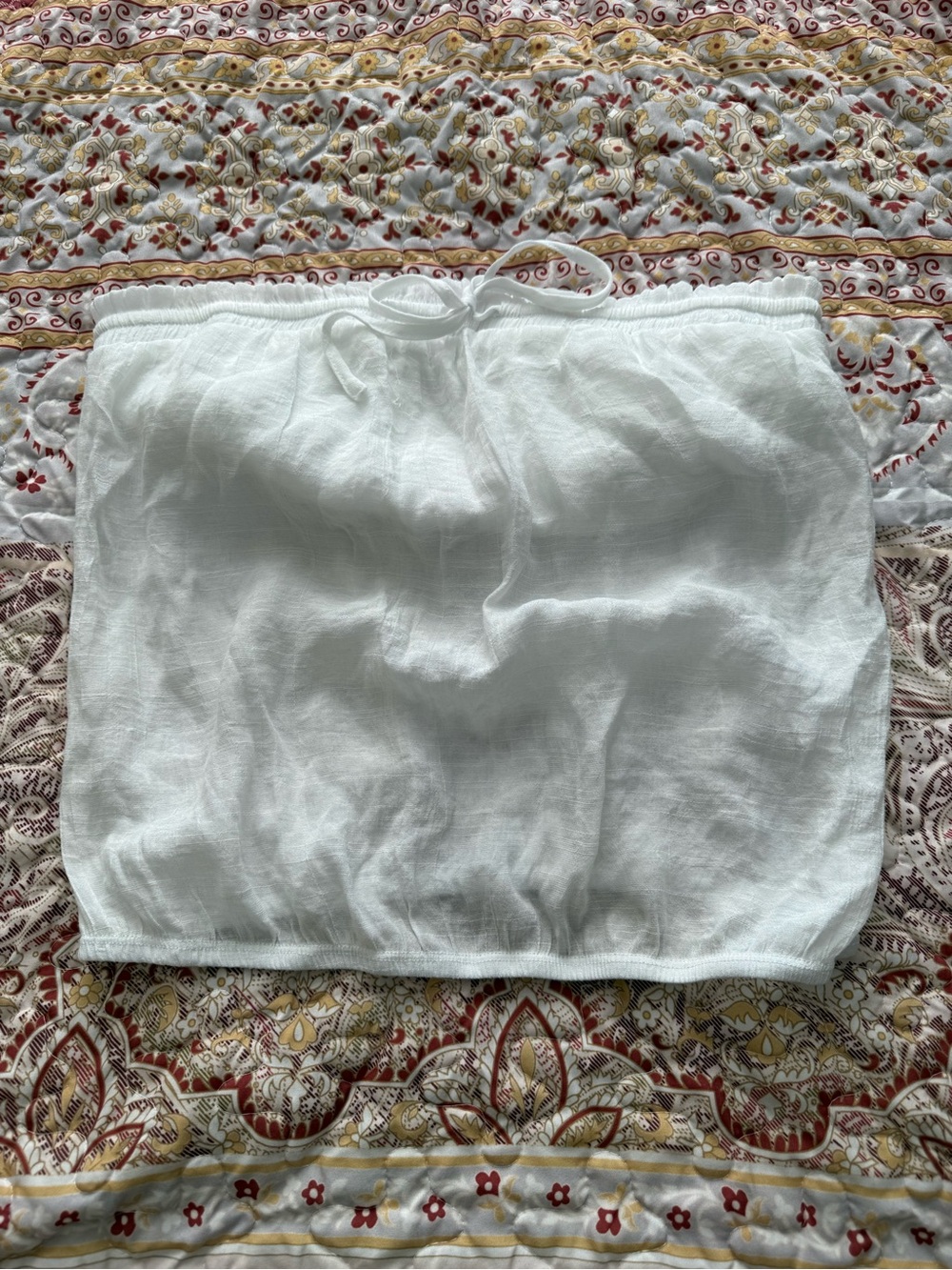 New York & Company White Strapless Linen-Look Tube Top